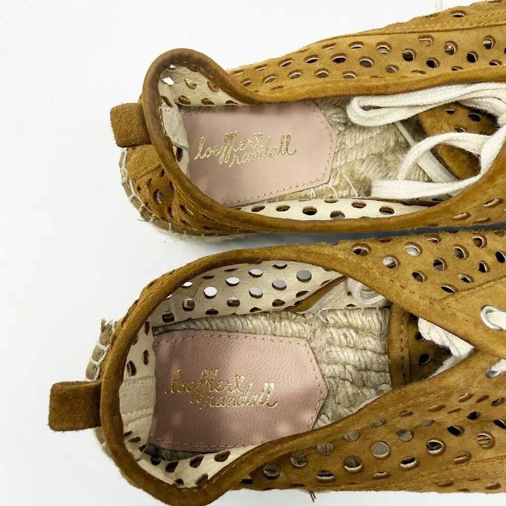 Loeffler Randall Tan Perforated Suede Espadrille Sneakers Women's EU 38/US 7.5